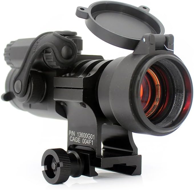 Reflex 1X32mm Red Dot Sight with QD Quick Release/Detach Mount Base，4MOA Optic Holographic Optic Scope with Flip Up Front and Rear Lens Cover Cap，Fits for Standard 20mm Pic Rail System Mounting