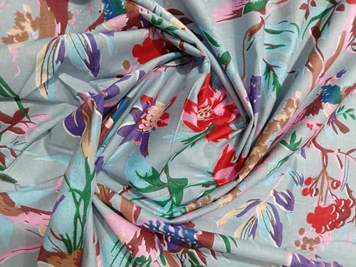 Image of Doraya Pure Cotton Dress Making Fabric Sanganeri Print Jaipuri Hand Block Printed Unstitched Dress Material for Women Blouse /Plazzo,Kurti /Lehenga Piece Womens 43 inch Inches Width (Grey 2, 3 Meter)