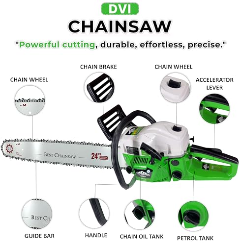 Image of DVI Heavy Duty Forester Chainsaw With 2 Stroke 58CC Air Cooled Petrol Engine Power With 24 inch inch Blade /Bar Ideal Use For Farm, Garden Tree Cutting, Wood Cutting.