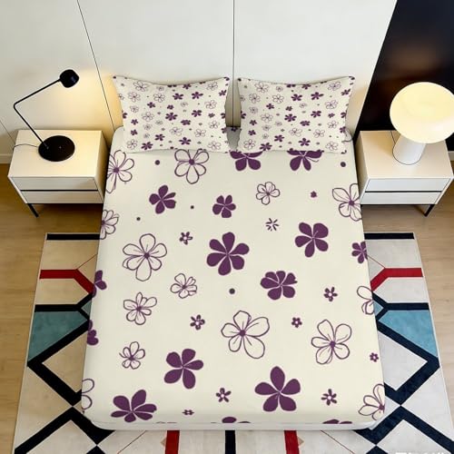 Drap housse fleurs violettes antidérapant fini le drap qui glisse du matelas