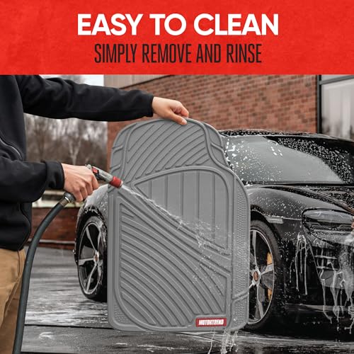 Image of Motor Trend FlexTough Baseline - Heavy Duty Rubber Car Floor Mats, 100% Odorless & BPA Free, All Weather (Gray)