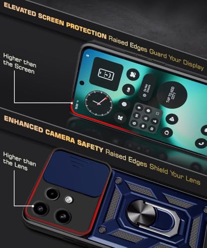Image of WOW IMAGINE Tough Armor Bumper Mobile Back Case for Nothing Phone 3A Lite | Sliding Camera Cover | Shock Proof 360 Protection | Hybrid PC + TPU | Ring Holder with Kickstand - Blue