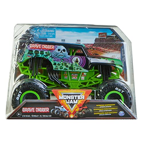 Monster Jam, Official Grave Digger (Green/Black) Monster Truck, Collector Die-Cast Vehicle, 1:24 Scale, Kids Toys for Boys Ages 3 and up