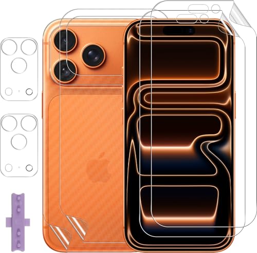 Lutree per iPhone 17 Pro Pellicola Protettiva, 2+2+2 Pezzi TPU Pellicola Protettiva + Posteriore Protezione Schermo + Vetro Temperato Pellicola Fotocamera, HD Anti-Graffio Anti-Impronte