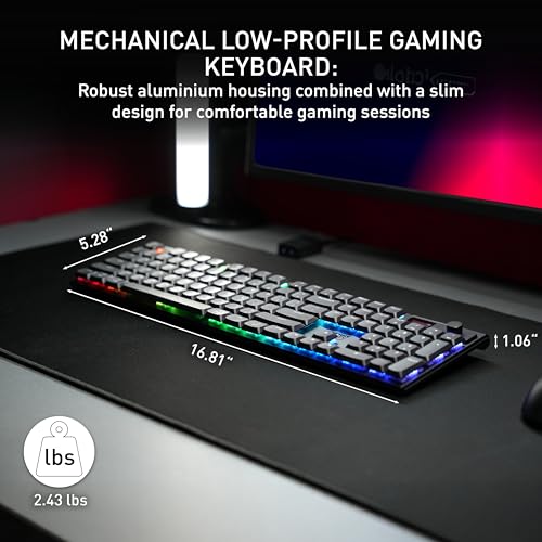 Image of MX 10.1 Wireless, Cordless Low-Profile Gaming Keyboard | Multi Device with Rotary Knob Display MX LP 2.0 Red Switches, Black