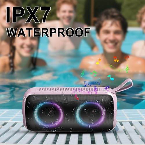 Image of Hupoaf Bluetooth Speaker, 2025 New Portable Wireless Speaker with 6D Loud Sound, IPX7 Waterproof, HD Call, RGB Lights, 12H Playtime for Home /Party /Outdoor /Beach, Electronic Gadgets, Birthday Gift