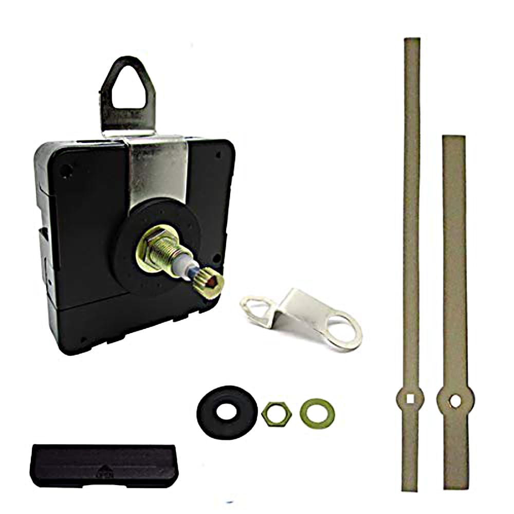 Dans Clock Shop 180Mm Gold New Or Replacement Battery Operated High Torque Ticking Japanese Quartz Mechanism Movement Motor Outdoor Wall Clock Long Metal Hands Diy Repair (, 20Mm Shaft - Non Ticking Sweep)