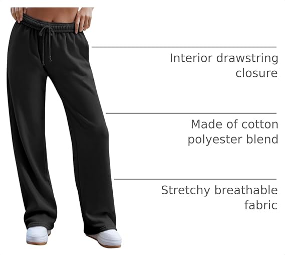 HeSaYep Women's Wide Leg Lightweight Fleece Lined Sweatpants