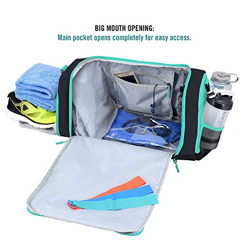 Ultimate Gym Bag 2.0: The Durable Crowdsource Designed Duffel Bag with 10 Optimal Compartments Including Water Resistant Pouch (Teal, Medium (20