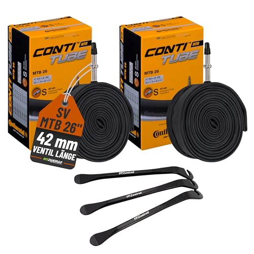 2er Set Continental Fahrradschlauch MTB 26 Zoll SV 42 mm 47/62-559 inkl....