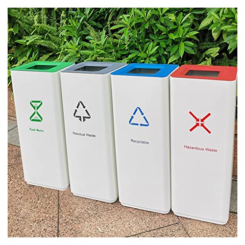 Großer Abfalleimer für den Außenbereich. Der weiße Kombimüll kann einen quadratischen Mülleimer mit großer Kapazität im Freien ohne Abdeckung, Anti-Fingerabdruck-Technologie 4