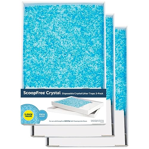 PetSafe ScoopFree Crystal Cat Litter & Refill Tray with Lid, Fresh Scent, 4.3 Lb Bag with Each Tray, Pack of 3