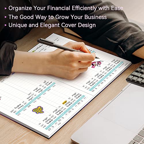 Undated Income And Expense Tracker, Hardcover Ledger Books For Bookkeeping, Accounting Ledger Log Book For Small Business, Income&Expense Record Books, 53 Weeks, Purple Starry, Medium A5(5.8" X 8.5") #TOP1