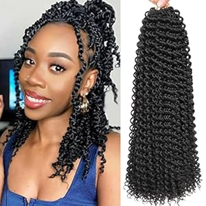 Passion Twist Hair-14 Inch 7 Packs Water Wave Crochet Hair,Black Curly Wrapping Hair For Women Braiding Hair Passion Twist/Butterfly Locs/Spring Twists Crochet Braids(14 Inch, 1B#)