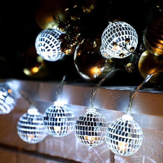 YeahBoom 20 LED Disco Ball Fairy Lights, 300 cm Mirror Ball String Lights, Disco Ball String Lights, Disco Party Light, Disco Mirror Ball Lights, Mini Disco Balls Ornaments, Fairy Lights Christmas — image 1