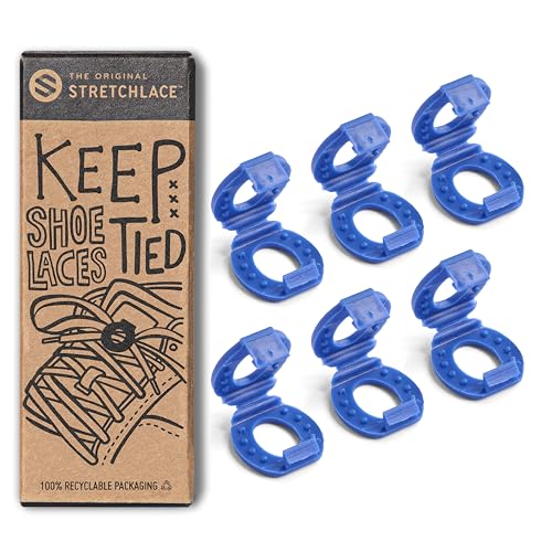 THE ORIGINAL STRETCHLACE Shoelace Knot Clip – Shoe Lace Clip That Lock Knots in Place for Running, Sports and Everyday Wear, Blue