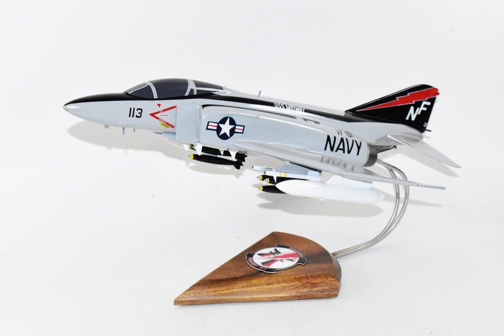 VF-161 Chargers F-4J (USS Midway) Model, 1/42 (18") Scale, Mahogany, Navy, Fighter