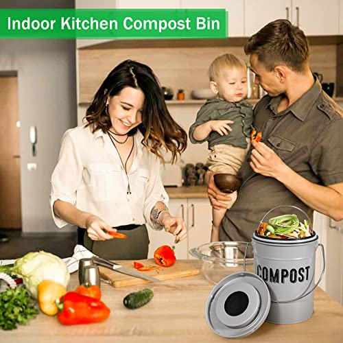 Compost Bin Kitchen Counter, Durmmur 1.0 Gallon Indoor Kitchen Compost Bin, Compost Pail, Countertop Compost Bin With Lid Sealed For Waste Food, Compost Bucket, Easy Clean Compost Container #TOP6