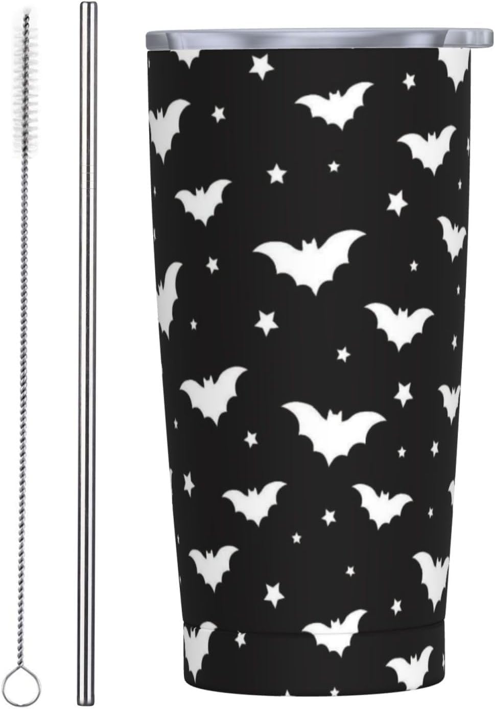 TOUNHEYA Halloween Bats Tumbler with Lid and Straw Gothic 20oz Insulated Stainless Steel Cup Spooky Travel Coffee Mug Water Bottle for Women Gift for Birthday Christmas