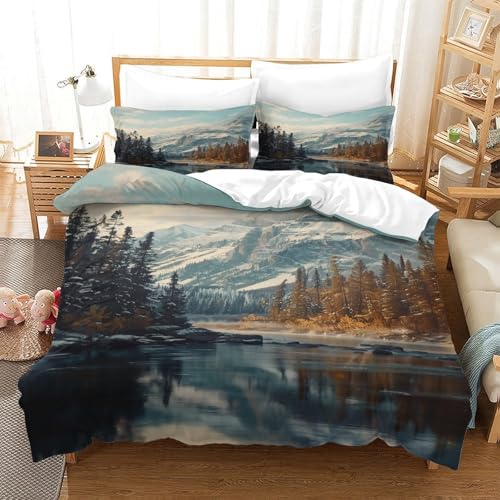 Housse de couette flocon de neige en microfibre douce et résistante 260x220cm - 3