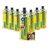 Campingman Gaskartuschen 227g MSF-1A im 8er Pack – Butangas Kartusche mit Ventil für Campingkocher, Grill, Unkrautbrenner & Gasgeräte, Campinggas, Gasflaschen
