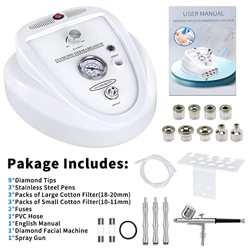 Microderm Machine with Spray Gun, mcwdoit Professional Facial Skin Care Beauty Device Home Salon (Suction Power: 0-68cmhg)