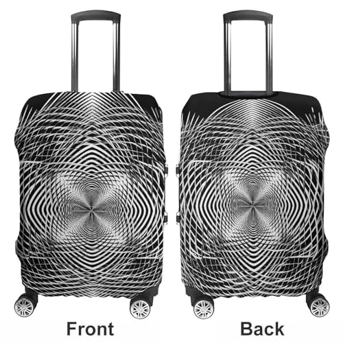 Travel Luggage Cover Elastic Suitcase Protector Anti-Scratch Washable Black And White Geometric Shape Art Luggage Sleeve Tsa Approved Carry on Covers Baggage Cover Fits 18-32 Inch Luggages3