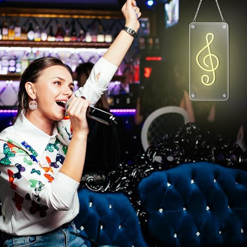 Image of ENUOLI Music Note Neon Sign, Wall Neon Signs USB Powered Music Note Lights Double-Layer Acrylic Light for Girls Room Party Kids Room Decoration Christmas Birthday Gift