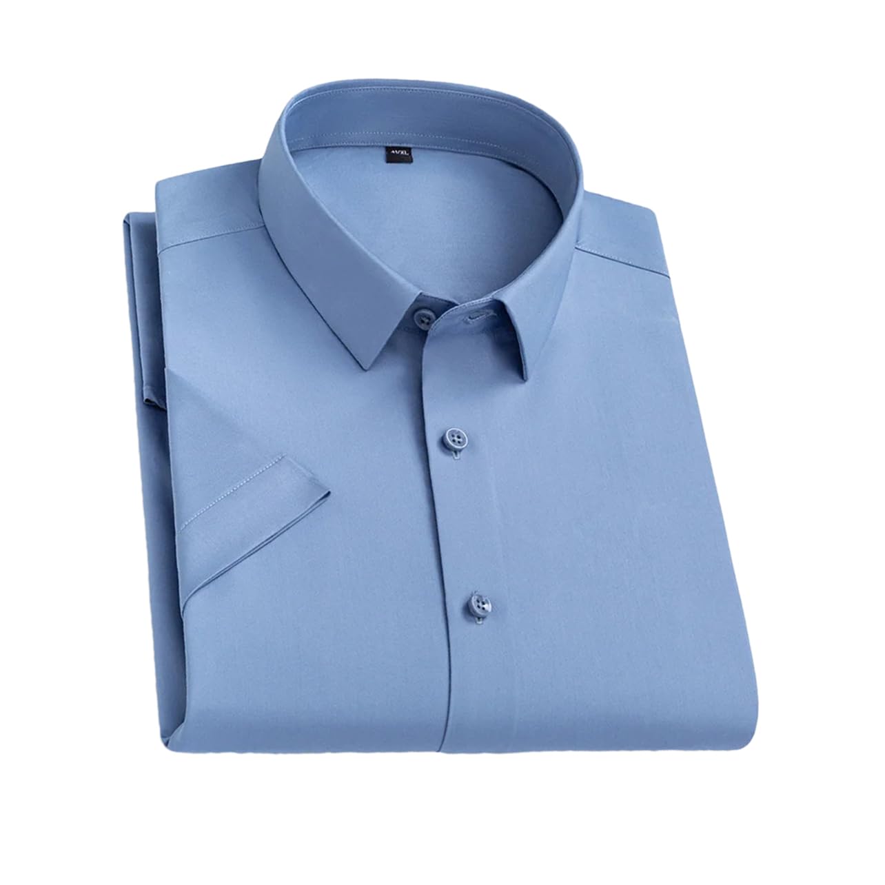 Camicia da uomo senza tasche sottile tinta unita casual da lavoro formale camicia a maniche corte non stirata