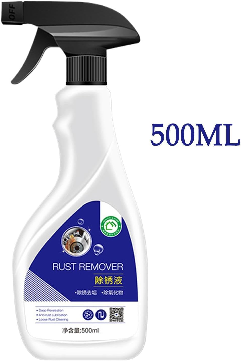 Rust Eliminator Spray, Metal Cleaner 500ml Removal Solution for Car Parts Tools Equipment Restoration Anti Oxidation Protection Home Garage Workshop Use Remover Metal Cleaner Rust