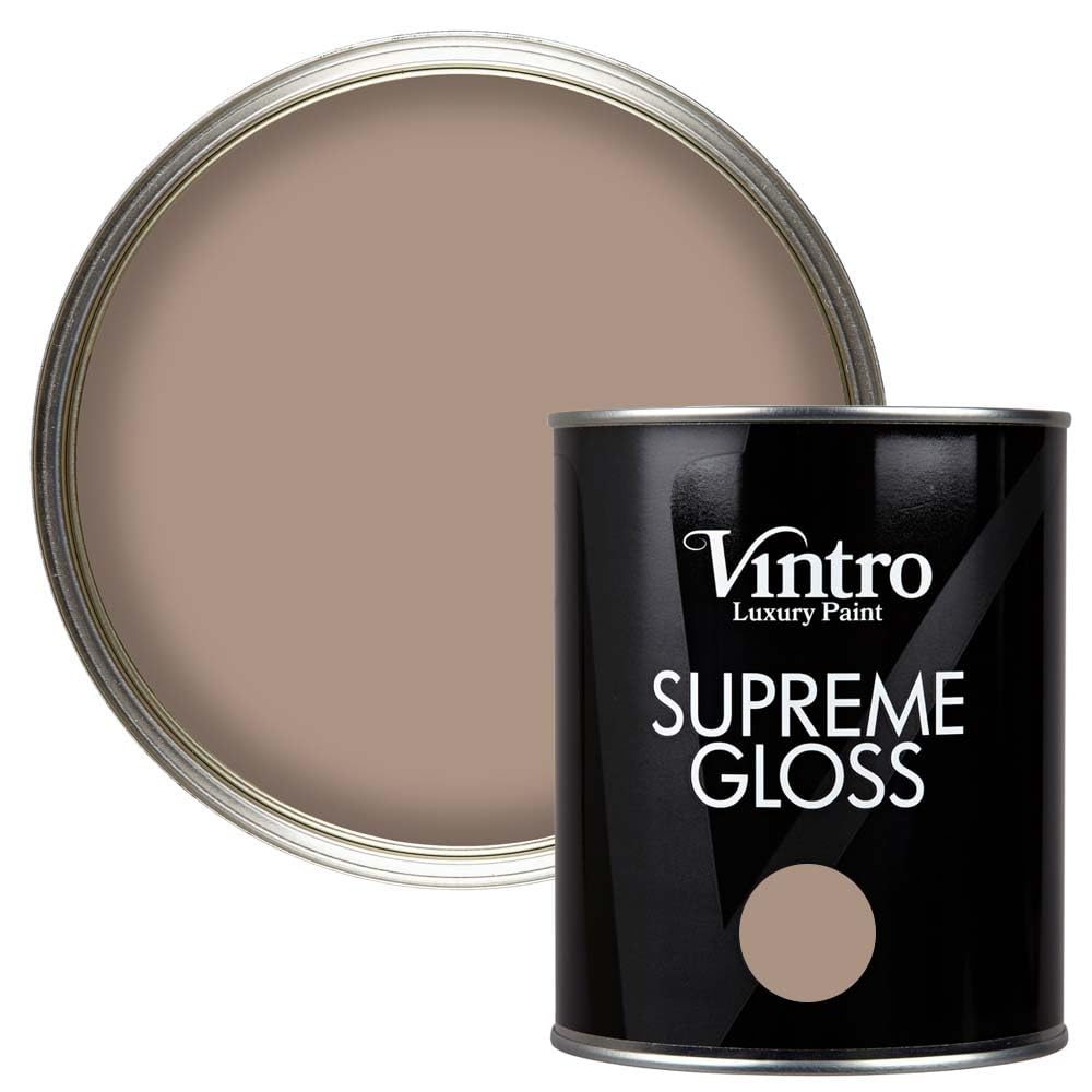 Vintro Paint Light Brown - Cafe Au Lait | Gloss Paint | For Walls | Wood | Trim | Gloss Furniture Paint | Interior & Exterior Use. 1 Litre (Light Brown - Cafe Au Lait)
