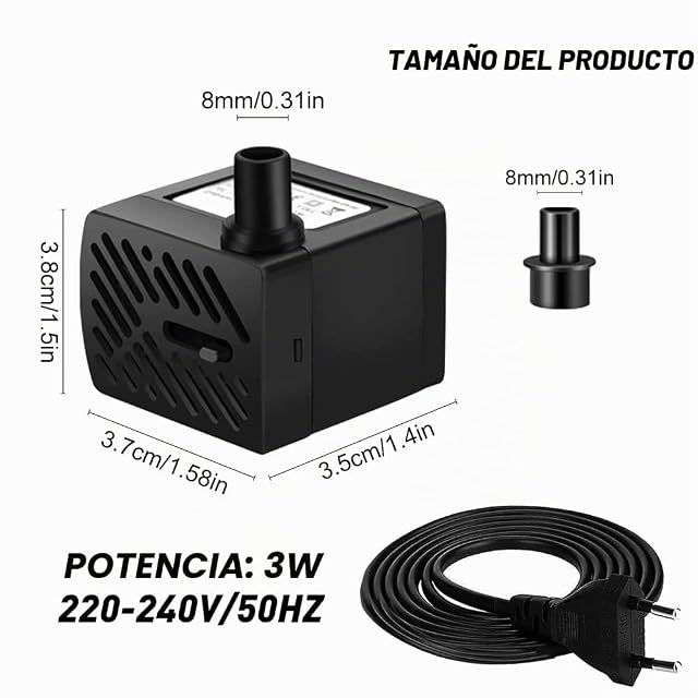 Foto 7 de 7 de mizikuu Mini Bomba de Agua, 3W Bomba Sumergible 300L/H