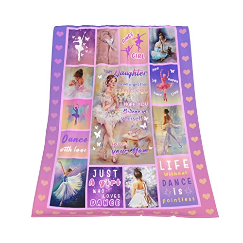 Dancer Gifts For Girls Teens To My Daughter Throw Blankets From Mom Ballet Dancer Inspiration Gifts Lightweight Cozy Soft Flannel Blanket For Bed Sofa Couch 50"X60" #TOP3