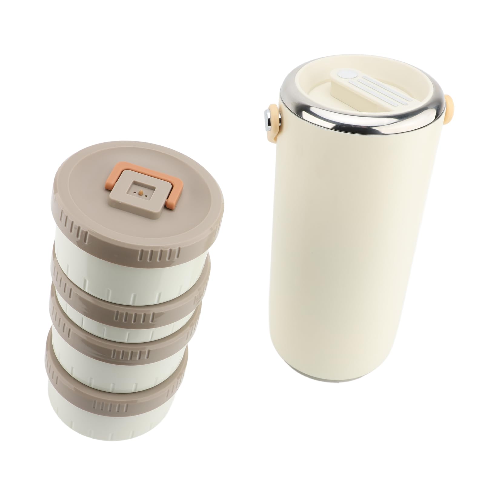 CHICIRIS Tarro de Comida con Aislamiento Al Vacío, Recipiente para Almuerzo Frío y Caliente a Prueba de Fugas de Boca Ancha de Acero Inoxidable de 3,4 L con Aislamiento Al Vacío de Doble (WHITE)