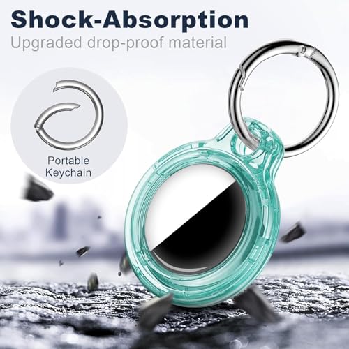 Image of MOLOSLEEVE Case for AirTag 2nd Gen (2026) & 1st Gen, Shockproof Holder Anti-Scratch Protective Cover for Air Tags, Men's Women's Keyrings & Keychains for Keys, Luggage, Bags, Clear Blue /Clear Green