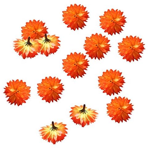 Yepmax 100 PCS Orange Chrysanthemum Fake Flower Heads Wedding Decortions 1.5" Cover