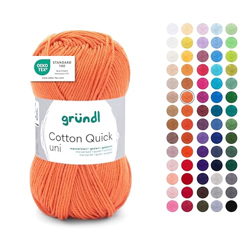 Gründl Wolle Cotton Quick Uni - Hilo para tejer y ganchillo, 100% algodón, 1 ovillo de 50 g/125 m, color naranja 2
