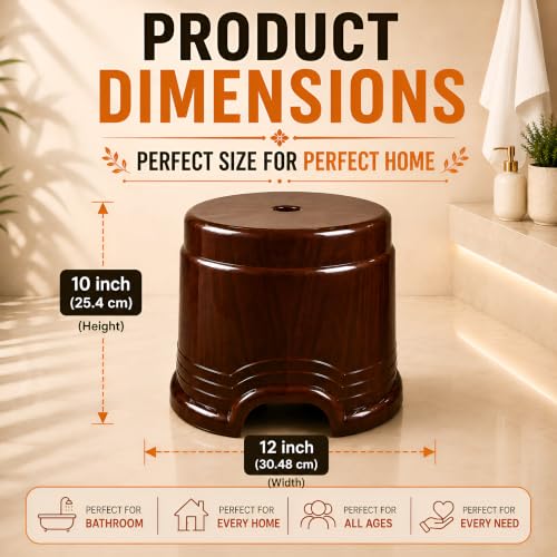Image of PulGos 10 inches Anti- Slip Plastic Sitting Stool for Kitchen & Bathroom Lightweight Anti-Skid Bathroom Stools | Comfortable for Indoor and Outdoor use |Patla Chair for Garden and Home Use