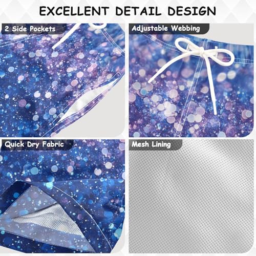 Pigsaly Boys Swim Trunks Light Purple Blue Gradient Flashing Glitter Boys Board Shorts Swimsuit Swimwear Bathing Suit XS3