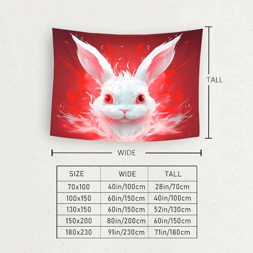Couverture murale lapin blanc 3D polyester doux pour chambre 180x230 cm