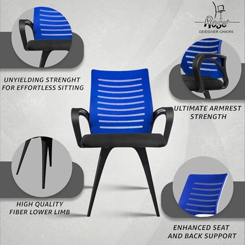 Image of ROSE Elite | 3 Years Brand Warranty | Ergonomic Office Chair, Study, WFH, Revolving, Rolling, Desk, Task, Laptop, Student Chair (Blue, Elite MB Reception)