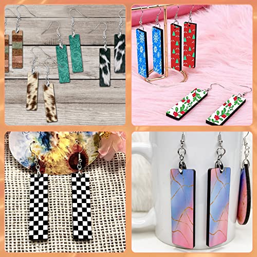 Aretes de sublimación en blanco para mujer, kit rectangular ZOCONE para proyectos DIY 7