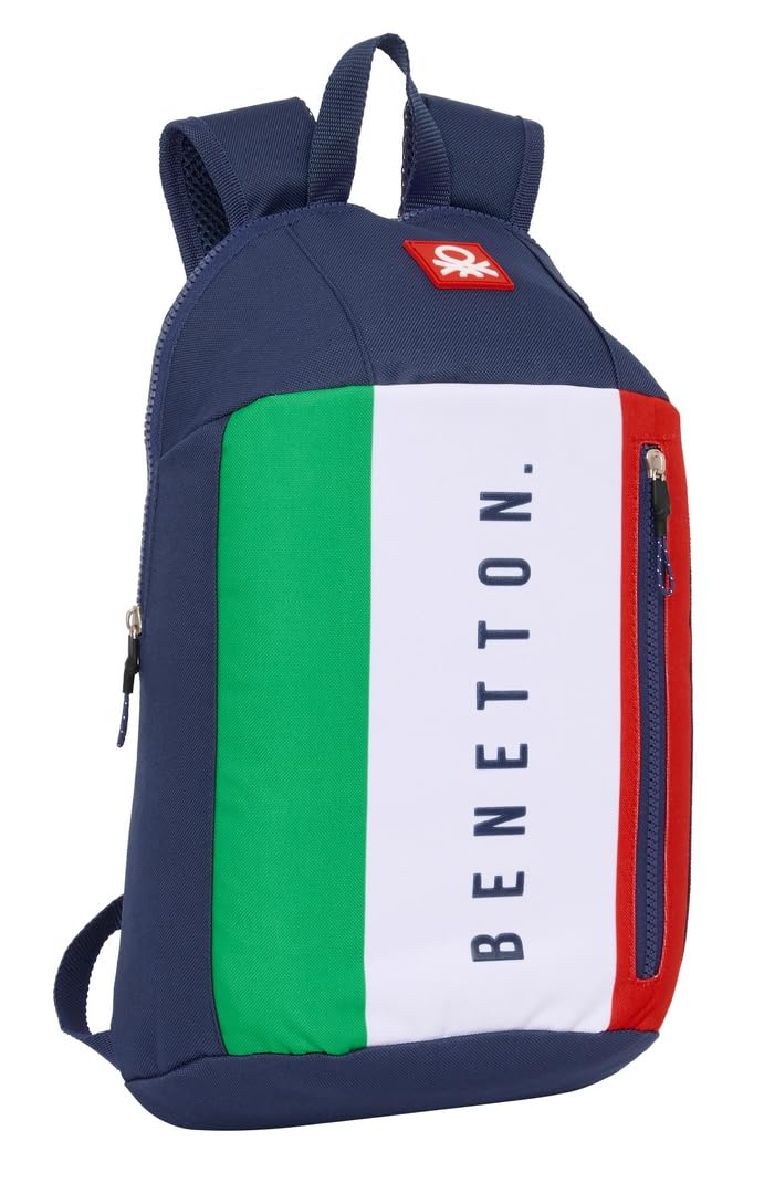 Safta BENETTON FLAG – Mini Backpack for Daily Use, Ideal for Children of Different Ages, Comfortable and Versatile, Quality and Resistance, 22 x 10 x 39 cm, navy, M, Casual