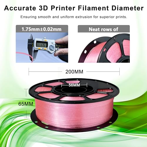Image of iBOSS Glitter Clear PLA Plus Filament, Twinkling 3D Printer Filament, Transparent Glitter Pink PLA+ Filament 1.75 mm + /- 0.02mm, Clear 3D Printing Filament 1KG Fit Most FDM 3D Printers