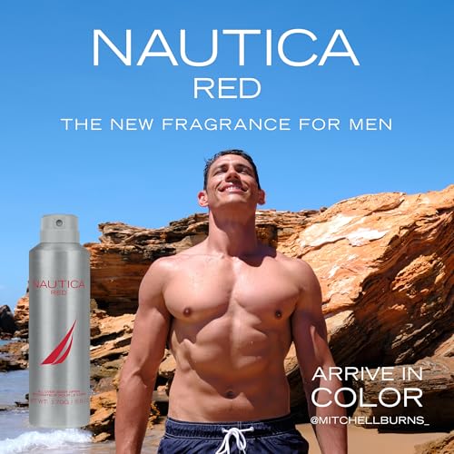 Image of Nautica Color Red Deodorizing Body Spray for Men, Aromatic Fougere Fragrance, Notes of Black Pepper, Lavender and Rosemary, 6.0oz