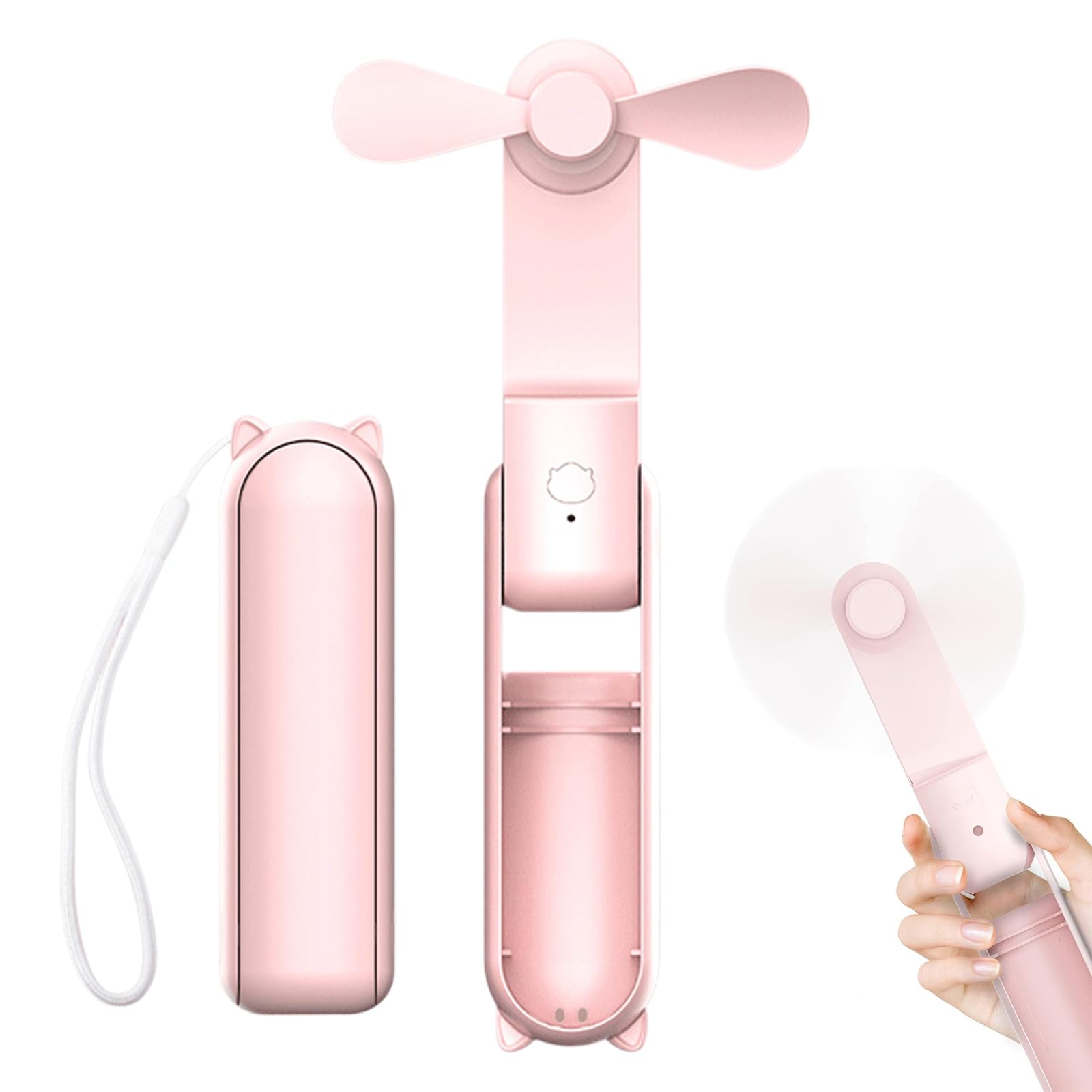 QEEROYO Mini Handheld Fan, Handheld Fan Rechargeable, 3 Speeds Rechargeable Quiet [9-15 Working Hours], Pink, Portable Personal Fan for Indoor and Outdoor Use