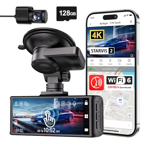 REDTIGER 4K Dash Cam Front and Rear, STARVIS 2 Sensor, Touch Screen 3.18