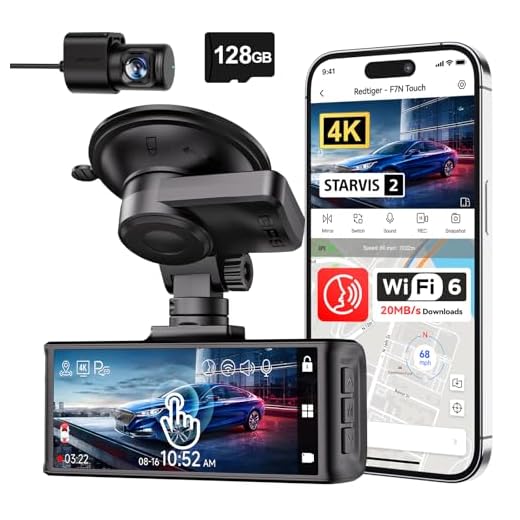 REDTIGER 4K Dash Cam Front and Rear, Touch Screen 3.18 Inch, Free 64GB Card, Car Dash Camera Built-in WiFi GPS, UHD 2160P Night Vision, WDR, Parking Monitor (F7N Touch)