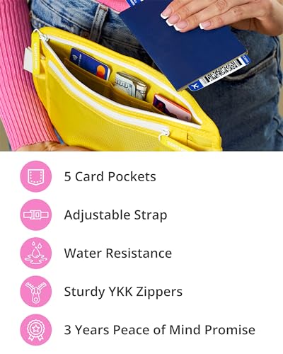 Image of Vantamo Money Belt with RFID For Men & Women, Hidden Passport Holder for Travel, 2 Compartment Travel Fanny Pack for Women Anti Theft