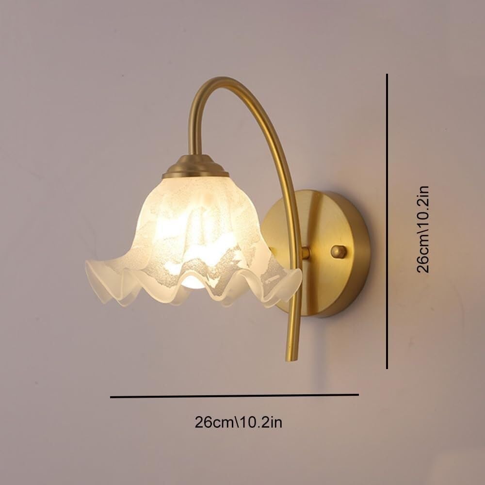 Applique da Parete per Interni Lampade da Parete Moderne in Ottone con Fiori in Vetro Eleganti Lampade da Parete per Camera da Letto E Soggiorno